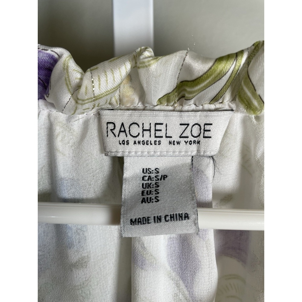 Rachel Zoe Blouse Women's Small Floral Spring Summer Garden Cottage Peasant Top - Picture 9 of 10